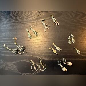 Silver Earrings - Set of 7 pair plus 1 pendant